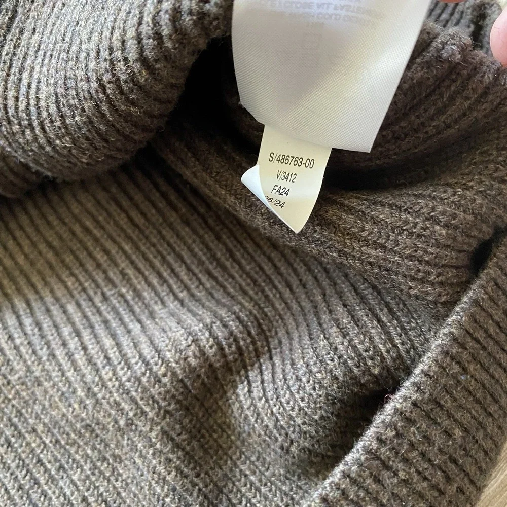 Banana Republic Ribbed Knit Full Zip Hoodie Men's XL Brown Minimal Cotton Blend